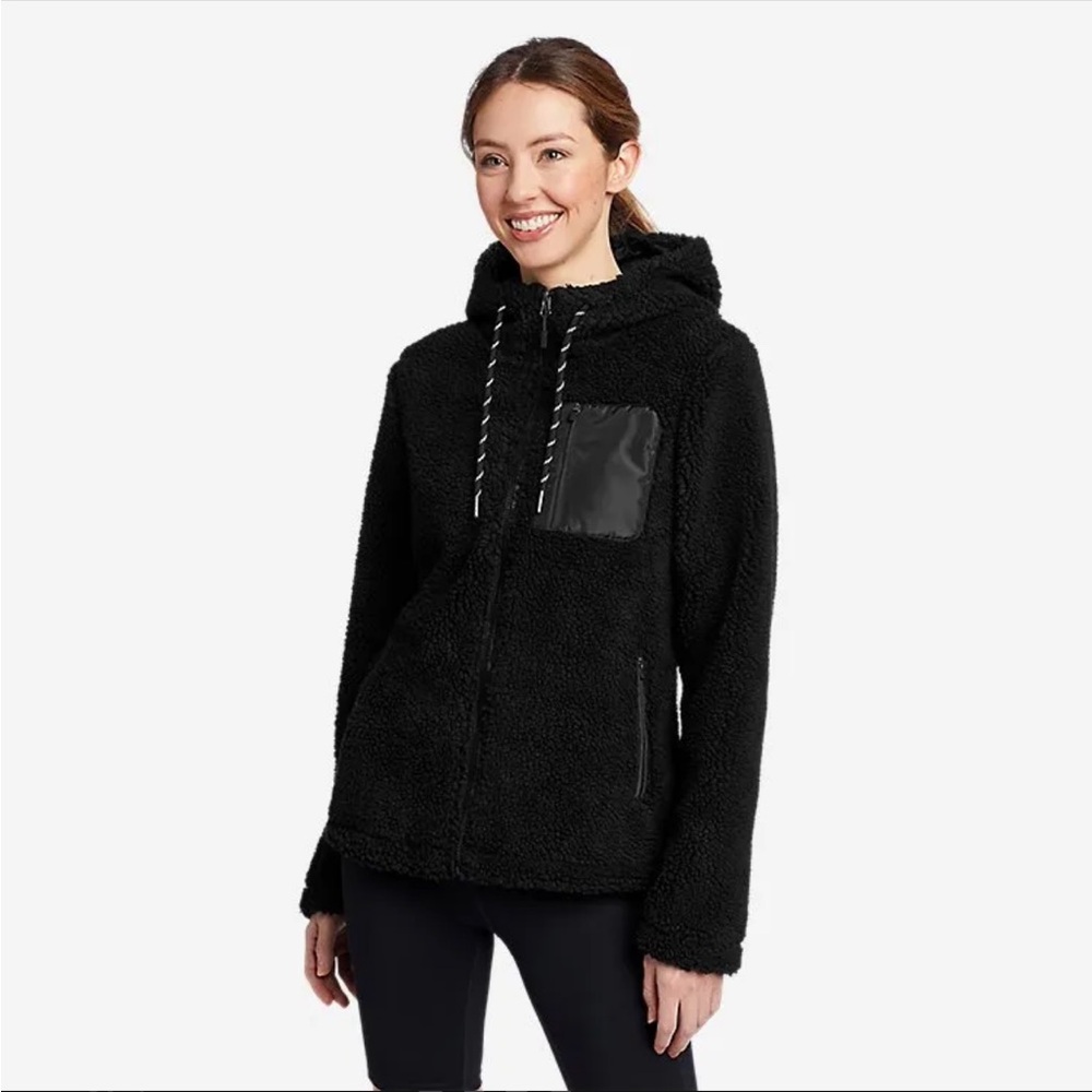 Eddie Bauer Chilali Fleece Full-Zip Hoodie in Black M